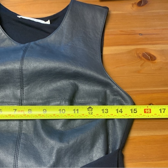 Anthropologie Bailey 44 Navy Blue Dress w Stretch, Faux Leather Upper - Picture 8 of 14